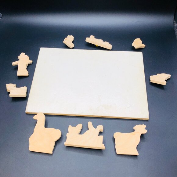 Vintage 70s FISHER PRICE Farm Animals Wood Tray Puzzle - Made in Holland - Picture 3 of 11